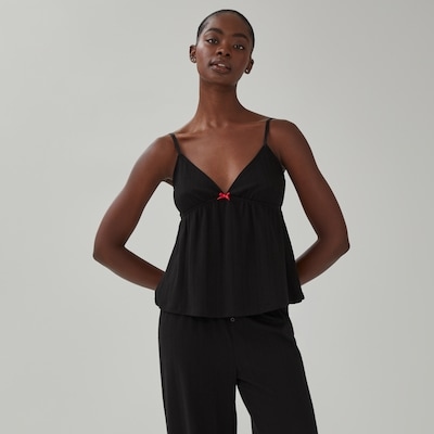 Pointelle Pajama Tank - Black