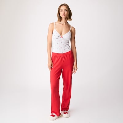 Pantalon de nuit en pointelle - Rouge Pâle