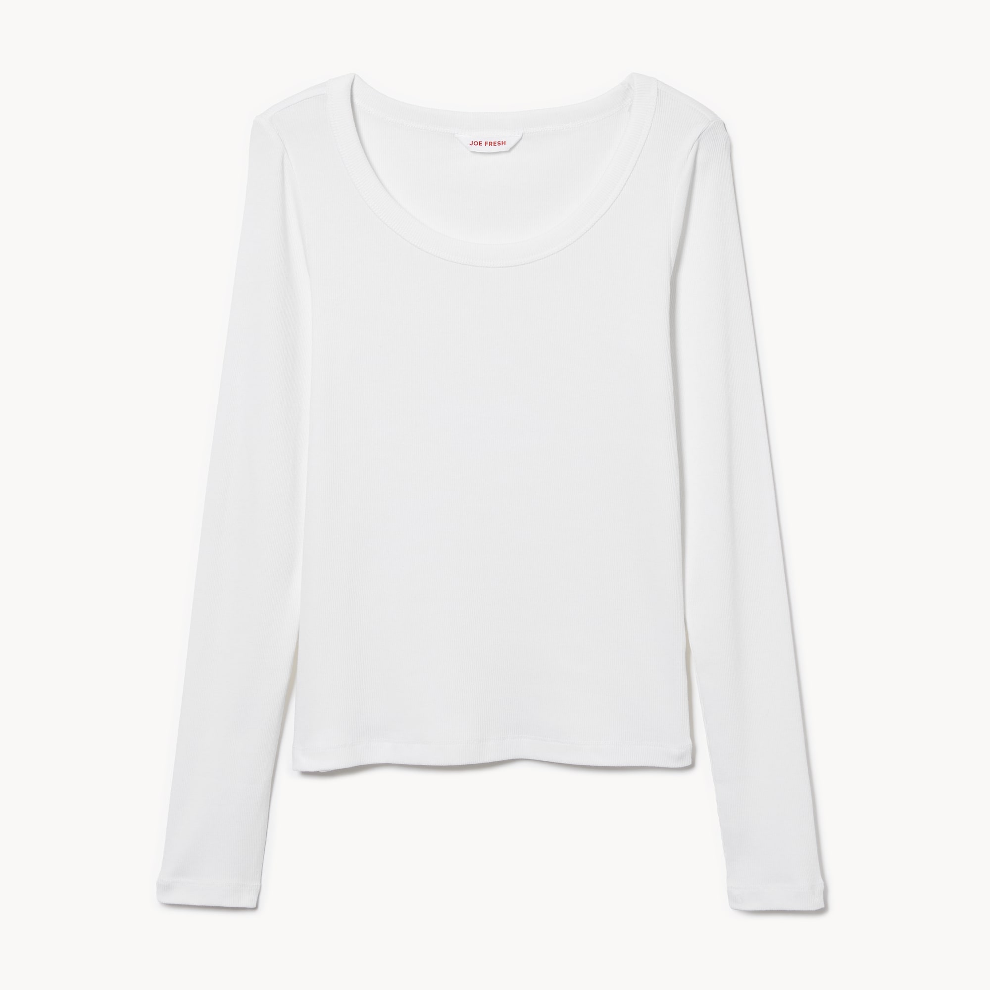 Ribbed Long Sleeve in Bright White from Joe Fresh