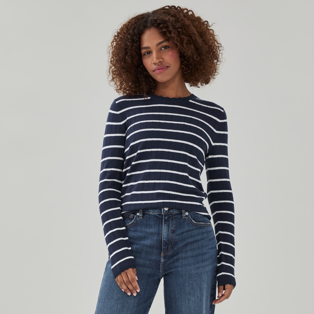 Striped Pointelle Sweater