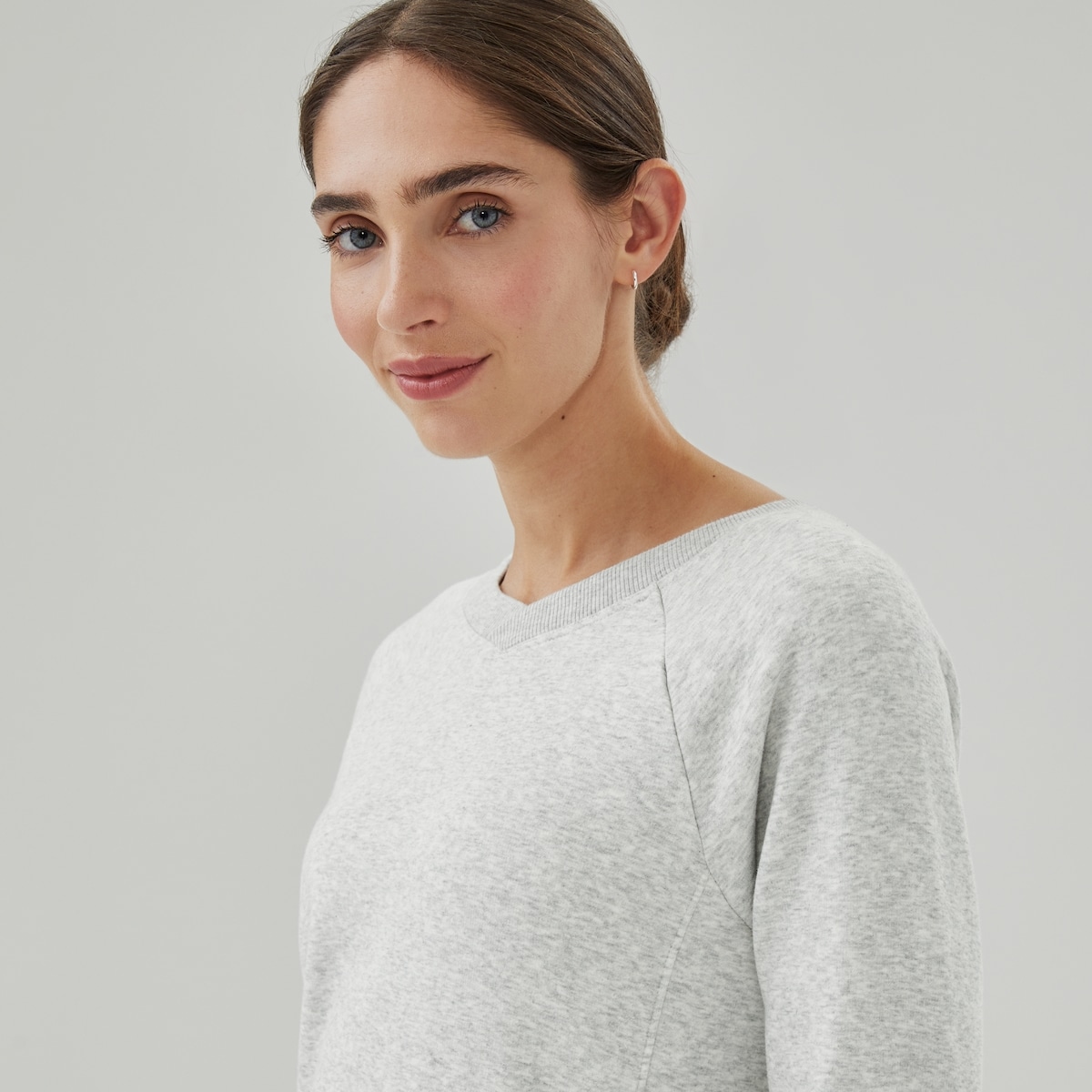 Active Fleece V-Neck Sweatshirt - Grey Mix