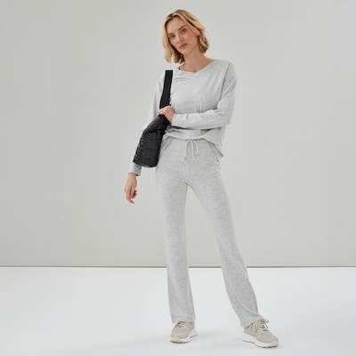 Micro French Terry Flared Pant - Grey Mix