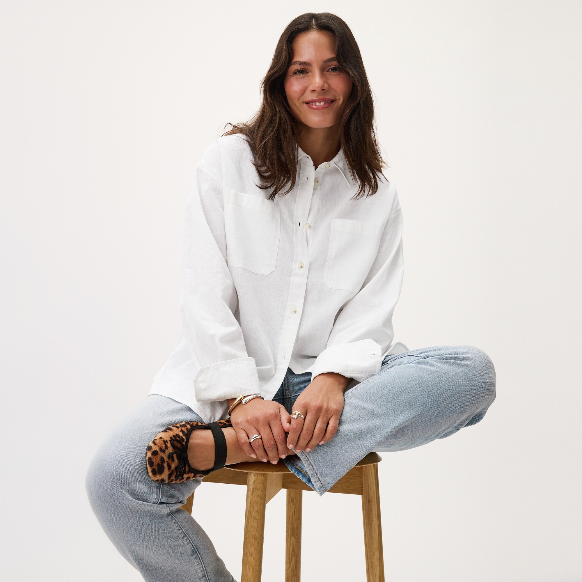 Chemisier ample en lin et coton