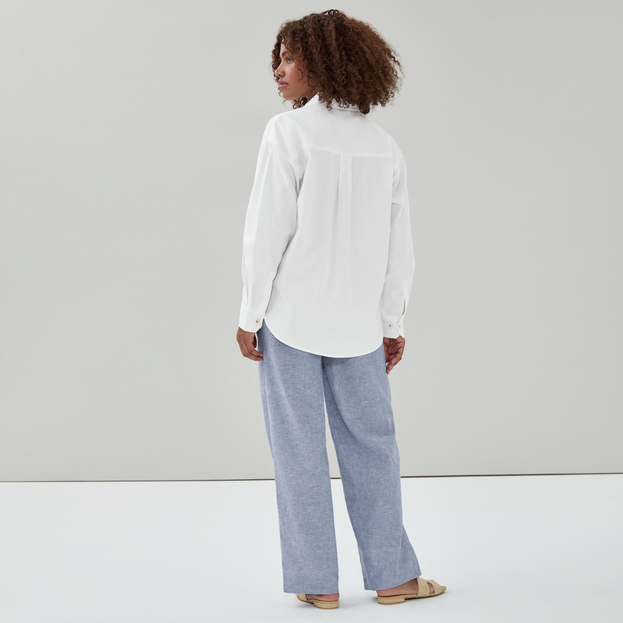 Chemisier ample en lin et coton