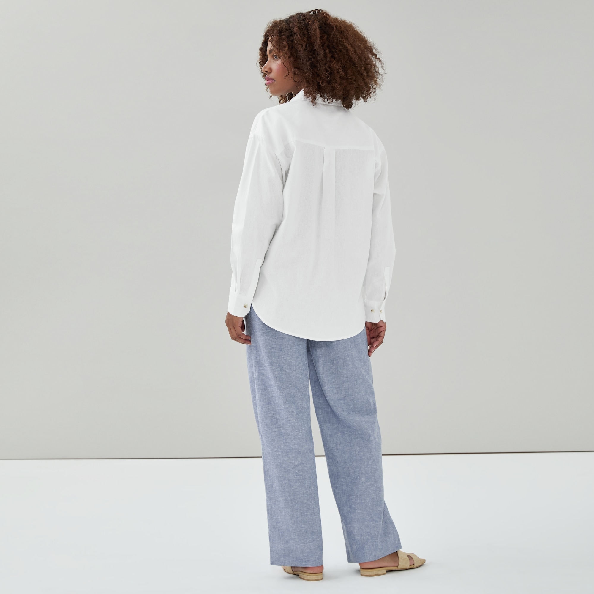 Oversized Linen Cotton Button-Up Shirt
