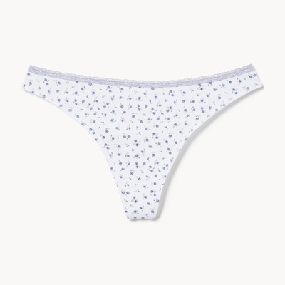 Lace Trim Thong - White