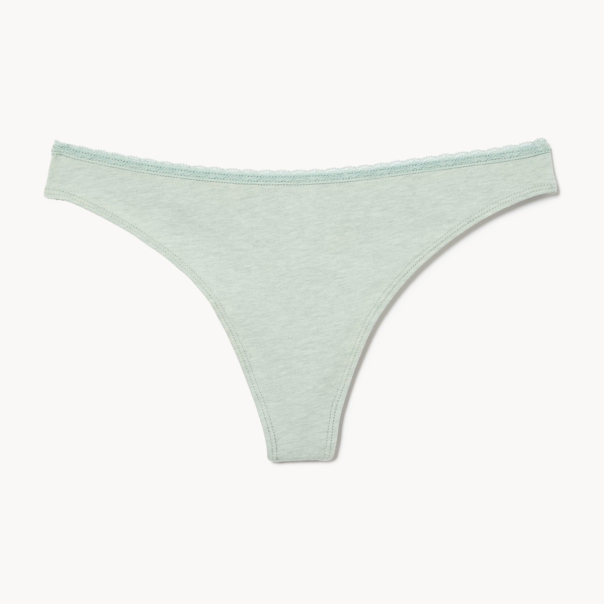 Lace Trim Thong - Dusty Green