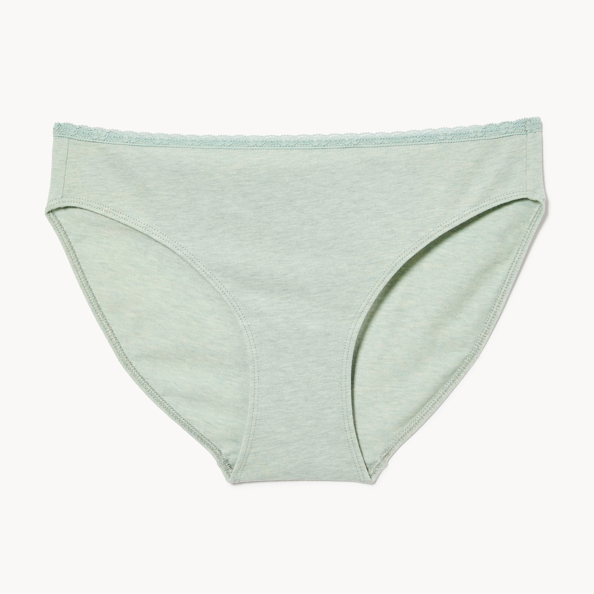 Culotte bikini  bordure en dentelle - Vert Poussiereux