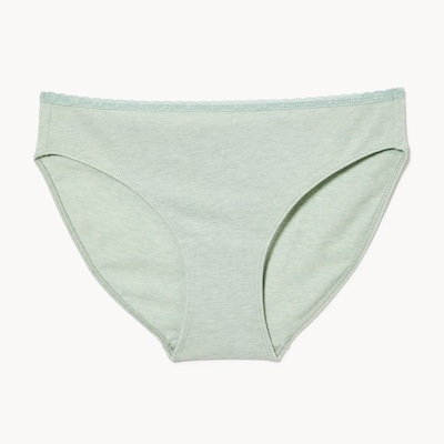 Culotte bikini à bordure en dentelle - VERT POUSSIEREUX