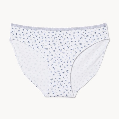 Culotte bikini à bordure en dentelle - Blanc