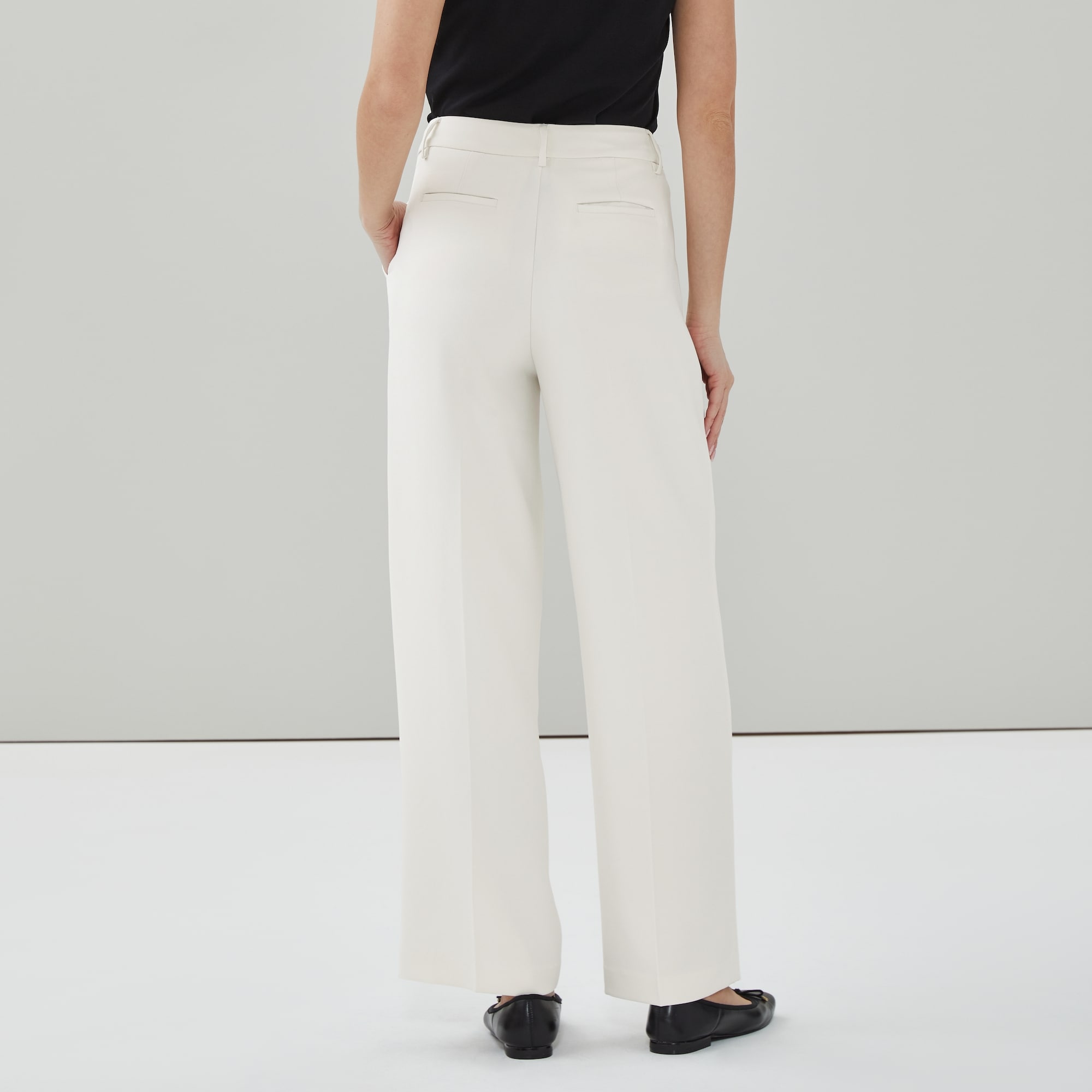 Wide Leg Pleated Trouser in Off White from Joe Fresh