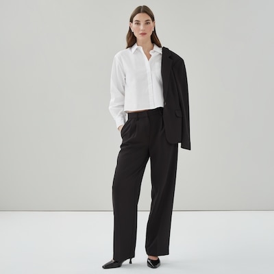 Wide Leg Pleated Trouser - JF Black