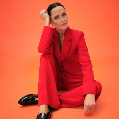 Pantalon plissé à jambe large - Rouge