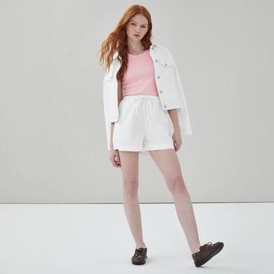 Linen Cotton Pull-On Short - Bright White