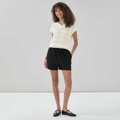 Linen Cotton Pull-On Short - JF Black