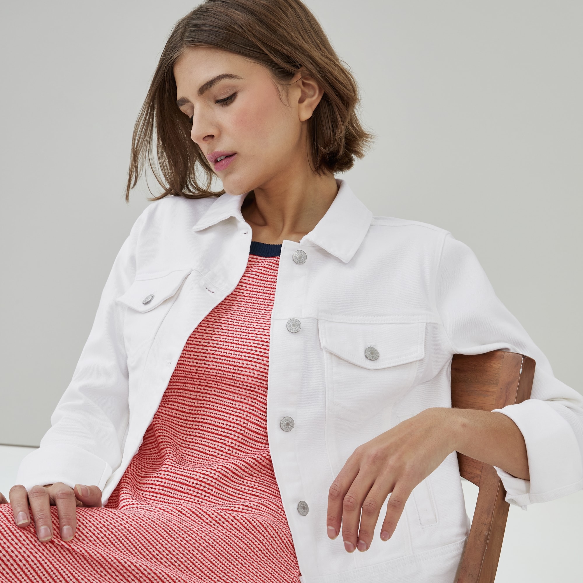 Classic Denim Jacket in Off White from Joe Fresh