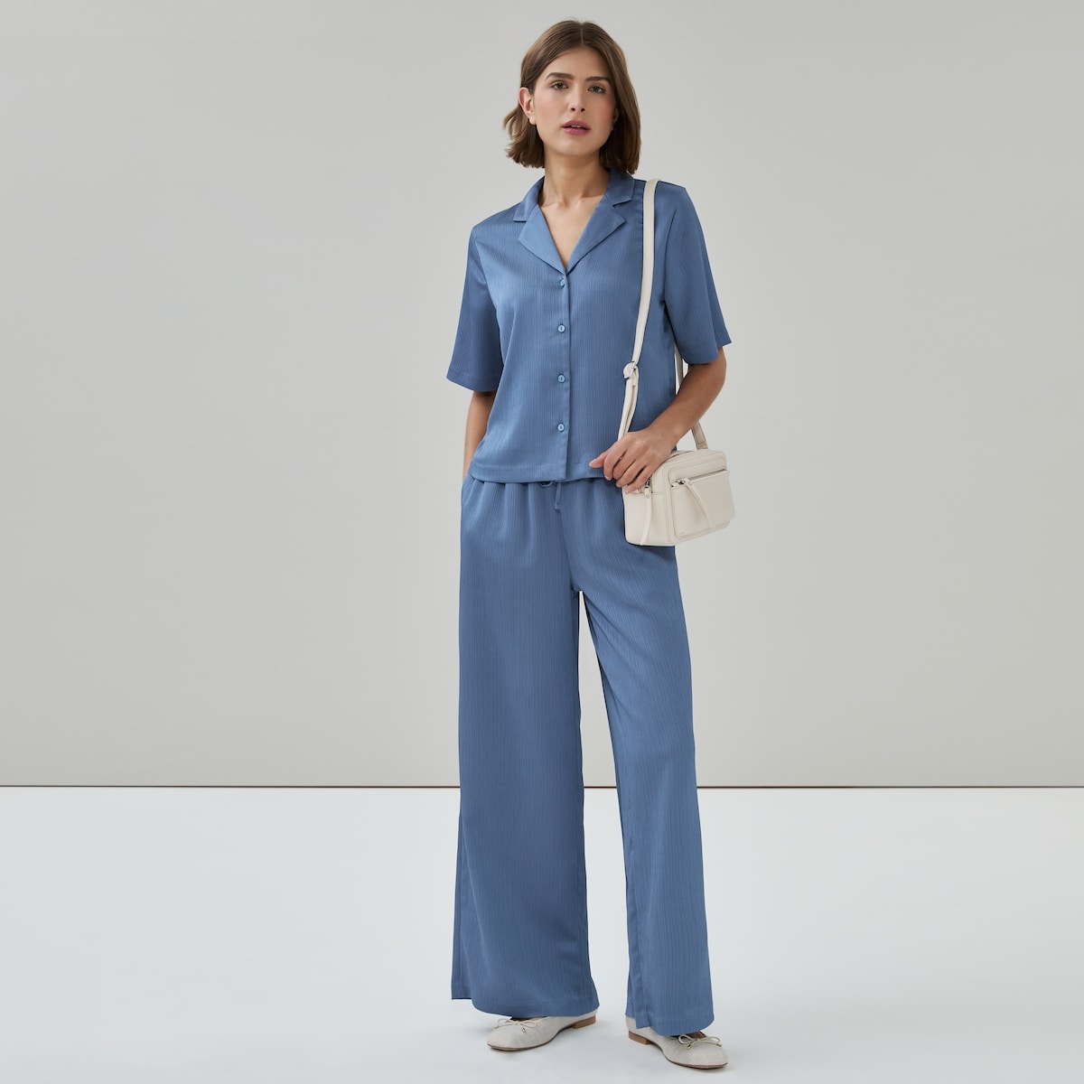 Plisse Satin Camp Shirt