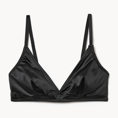 Satin Triangle Bralette - Black