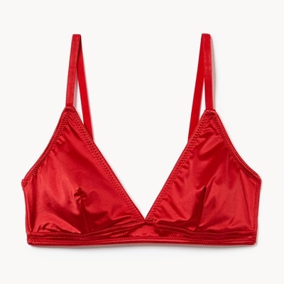 Satin Triangle Bralette - Red