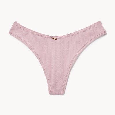 Pointelle High Cut Thong - Lilac