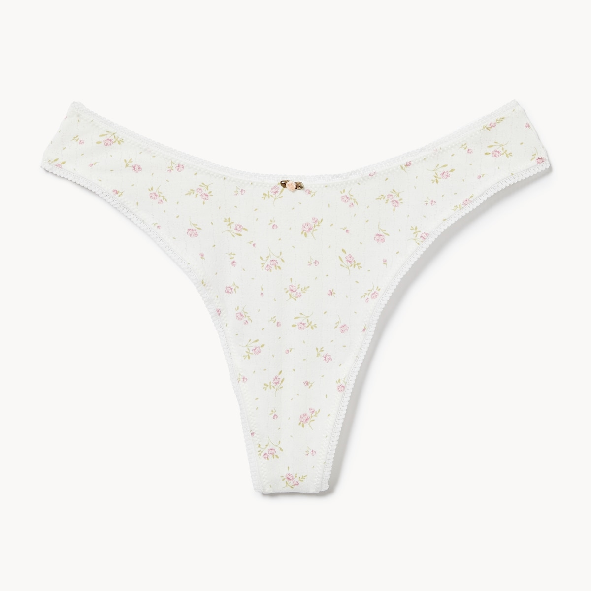 Tanga  coupe haute en pointelle - Crme