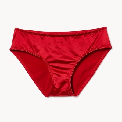 Culotte bikini en satin - Rouge