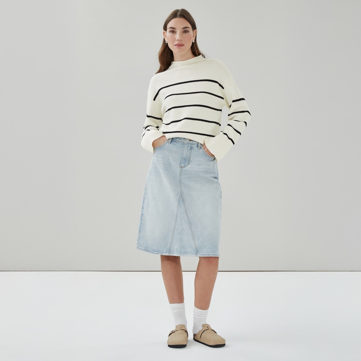 Jupe Joe Fresh En Tweed - Coupe A-line Noire Et Blanche à Franges Dorées - Taille 4 - Occasion Très Bon état