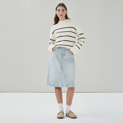 Light Wash Midi Skirt - Light Wash