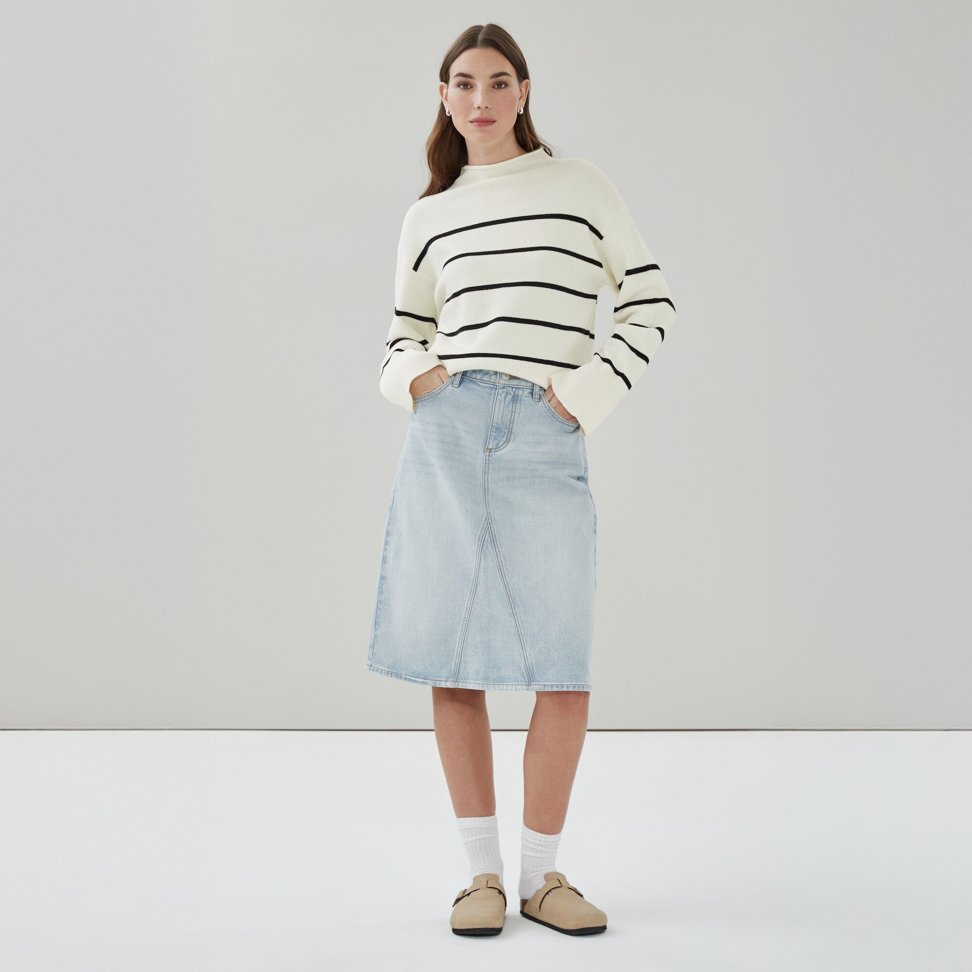 Jupe midi délavée clair