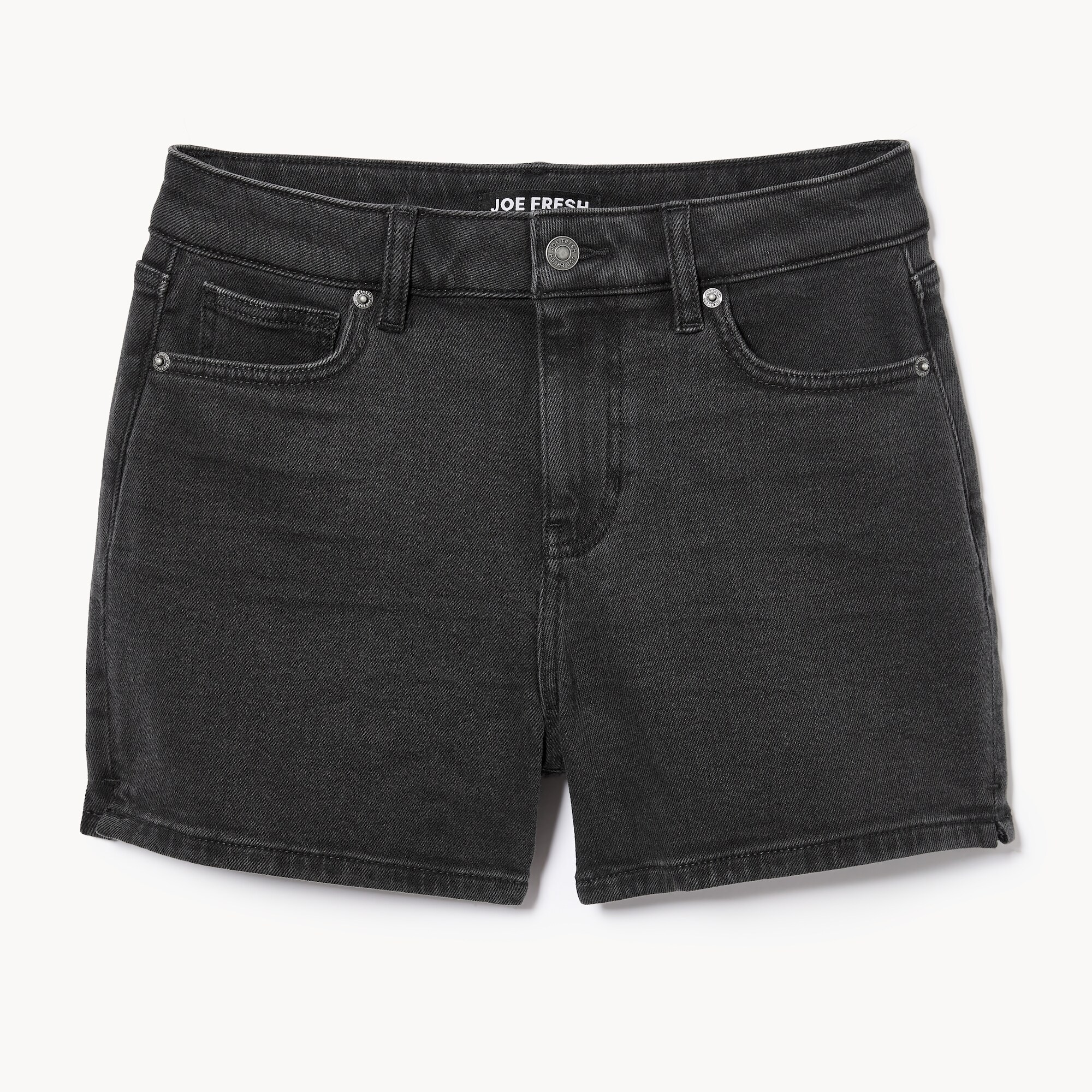 Short à taille haute noir délavé