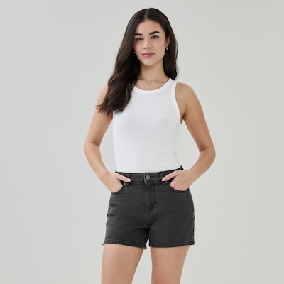 Short à taille haute noir délavé - Noir