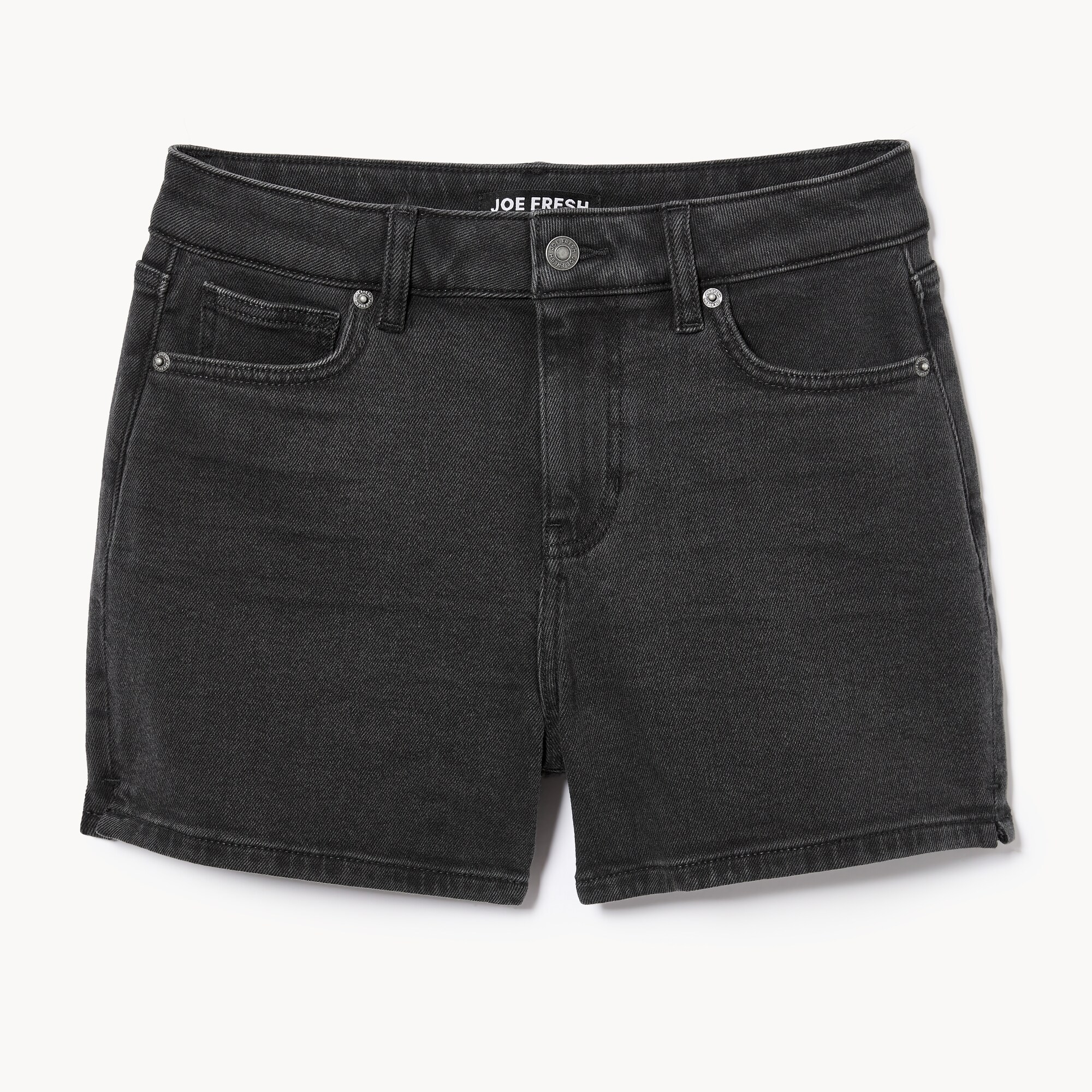 Short à taille haute noir délavé