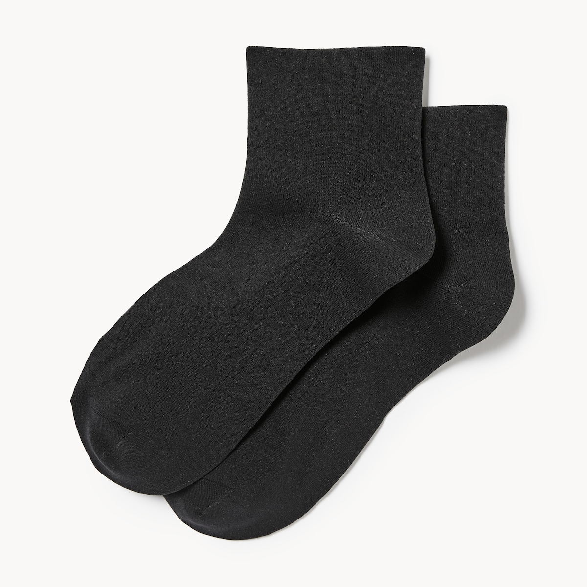 2-Pack Opaque Quarter-Crew Socks - Black