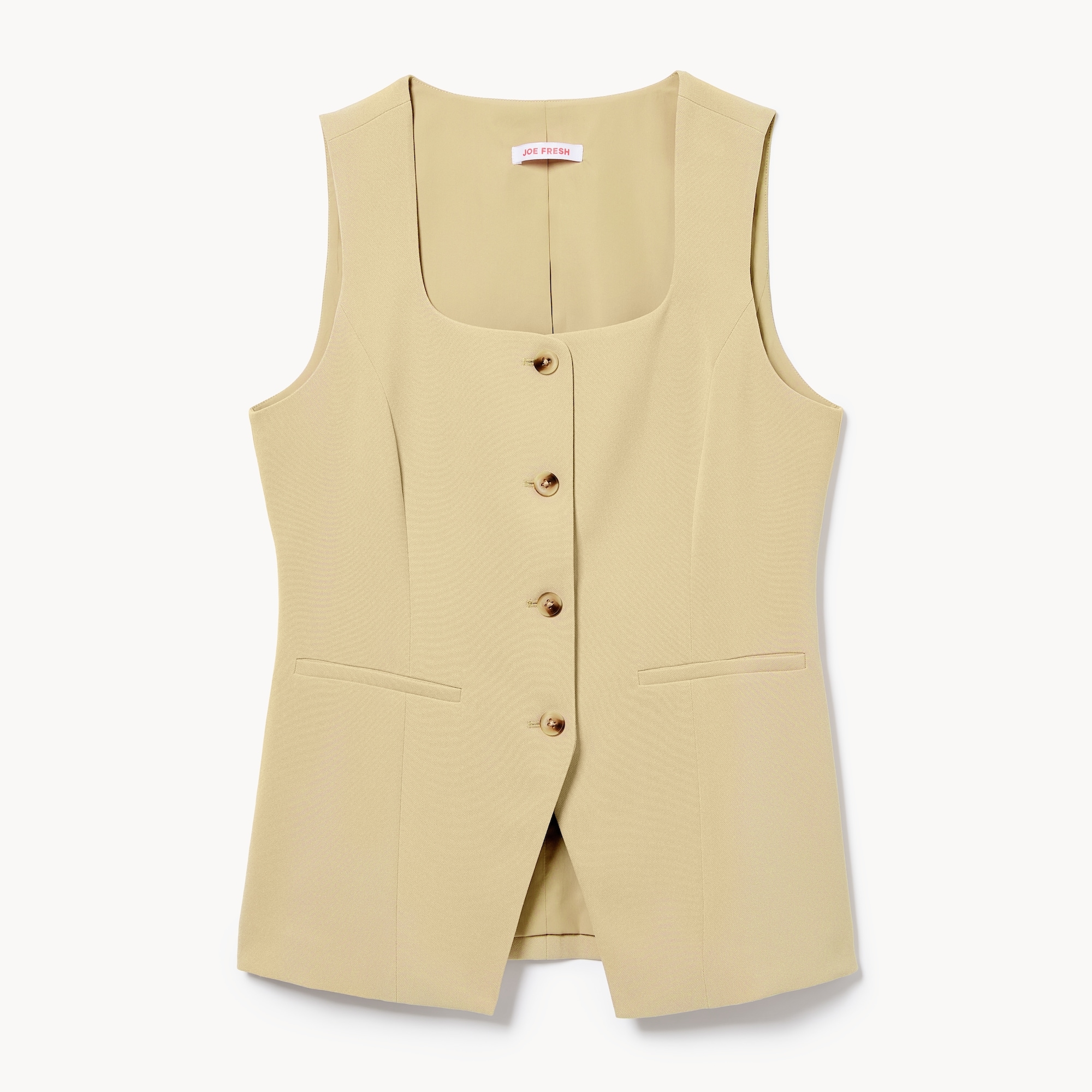 Crepe Longline Vest in Sand from Joe Fresh