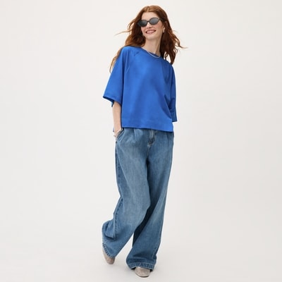 T-shirt raglan surdimensionné - Bleu