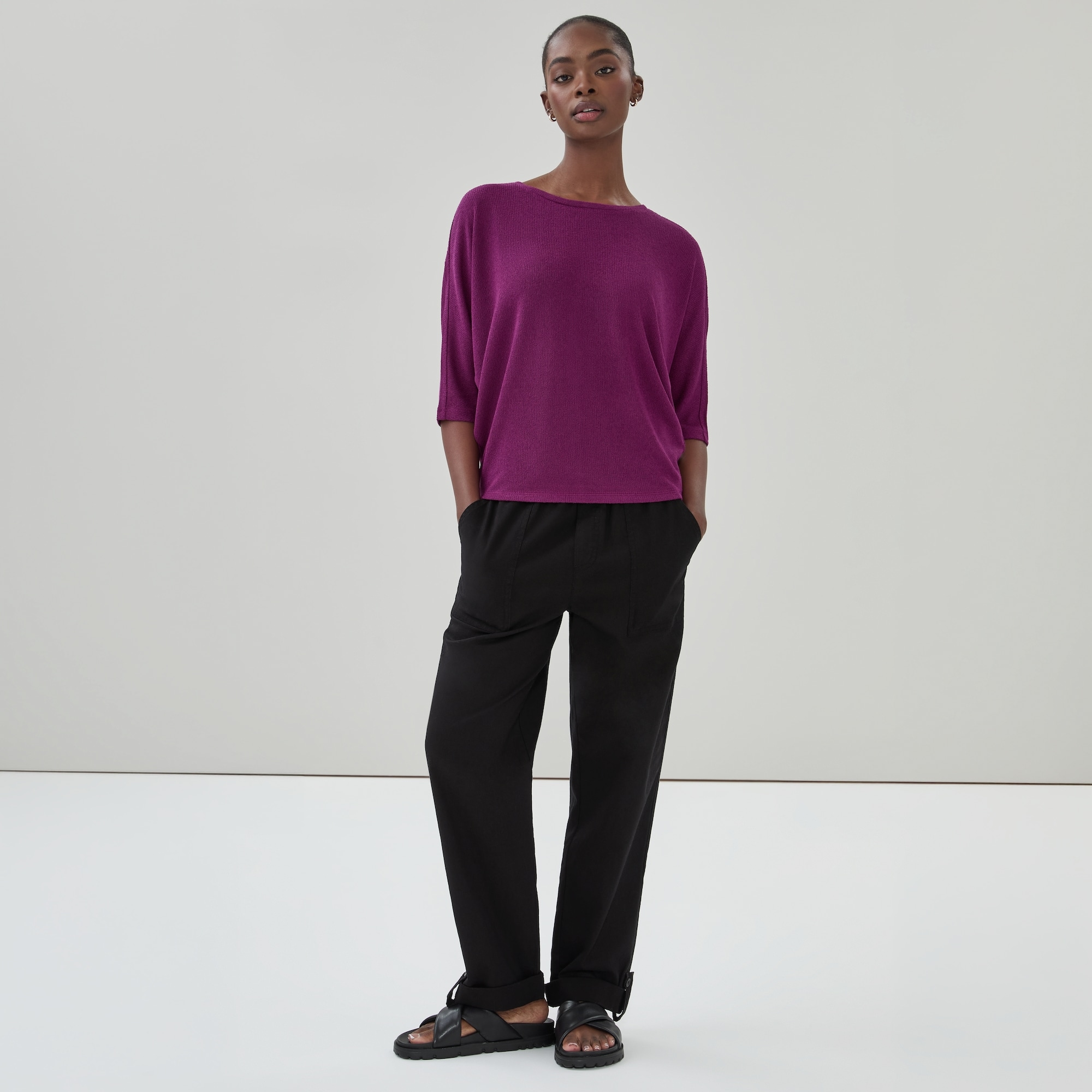 Relaxed Short Sleeve Top in Plum from Joe Fresh
