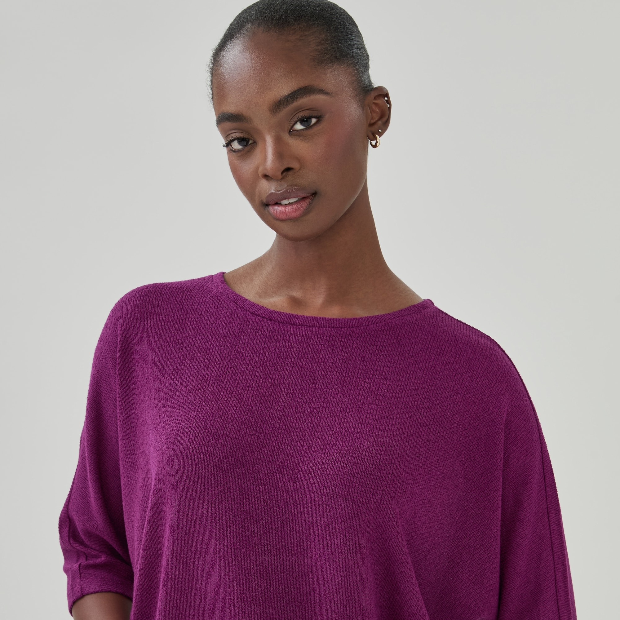 Relaxed Short Sleeve Top in Plum from Joe Fresh