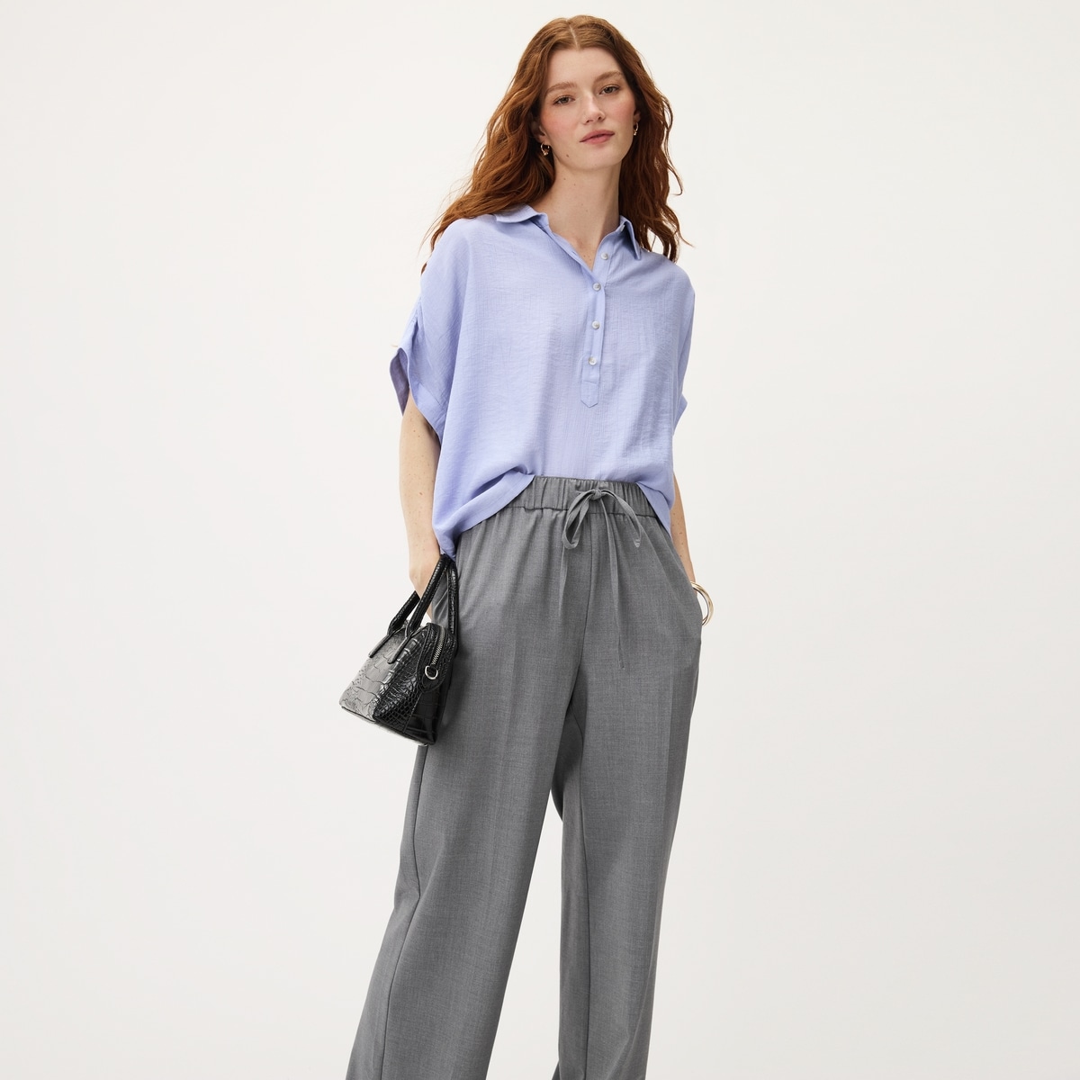 Twill Button-Up Shirt - Lavender