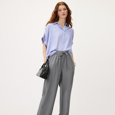 Twill Button-Up Shirt - Lavender