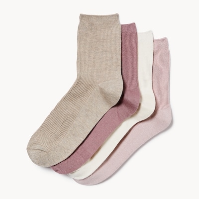 Bamboo 4-Pack Quarter-Crew Socks - Pink