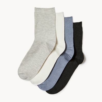 Bamboo 4-Pack Quarter-Crew Socks - Blue