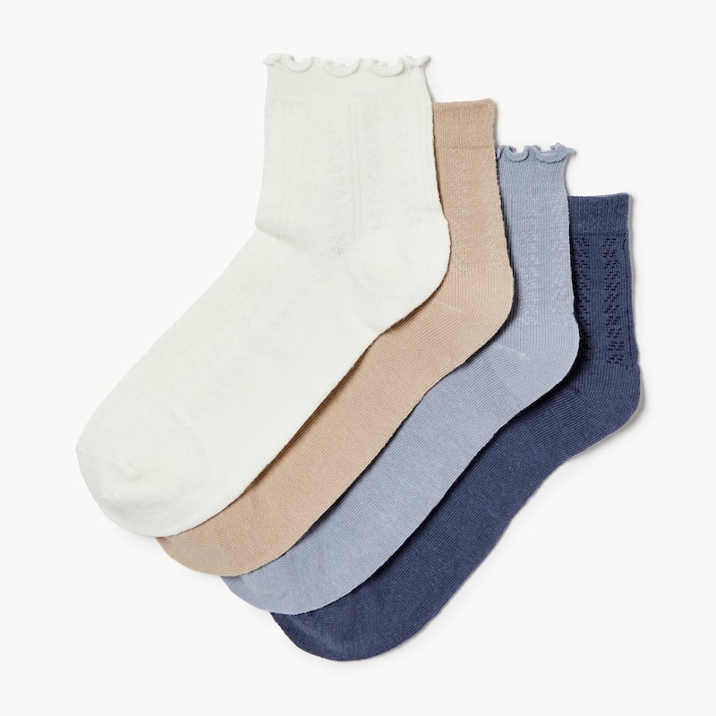 Pointelle 4-Pack Quarter-Crew Socks