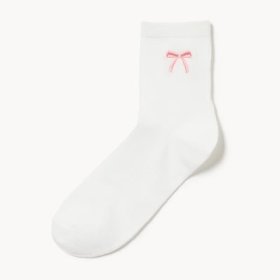 Embroidered Mid-Crew Socks - White