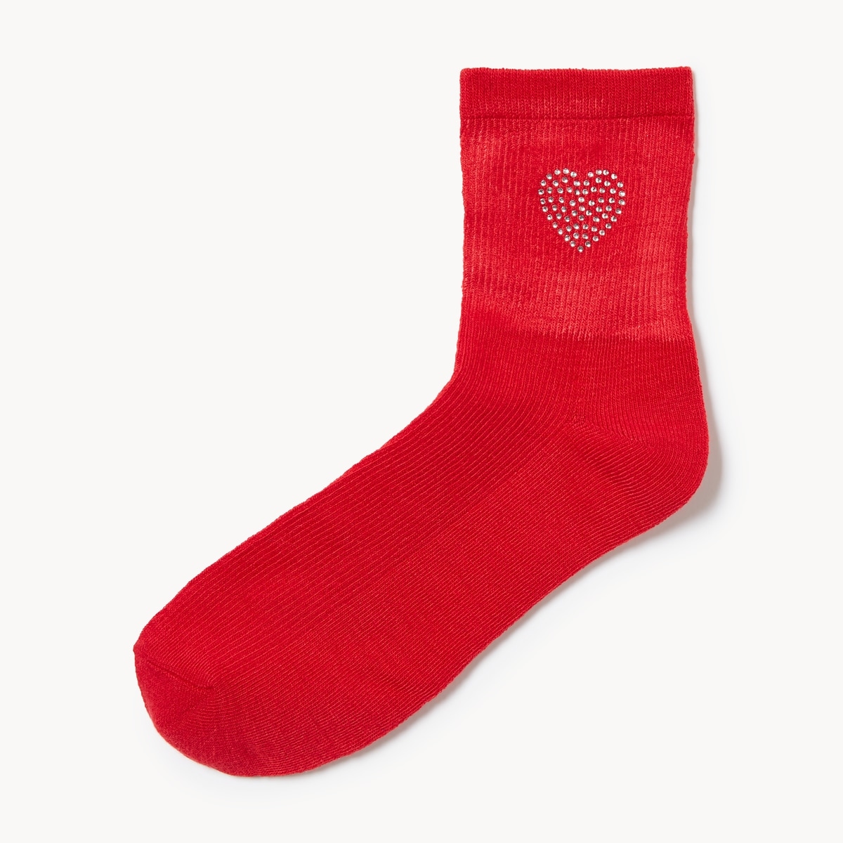 Rhinestone Mid-Crew Socks - Red