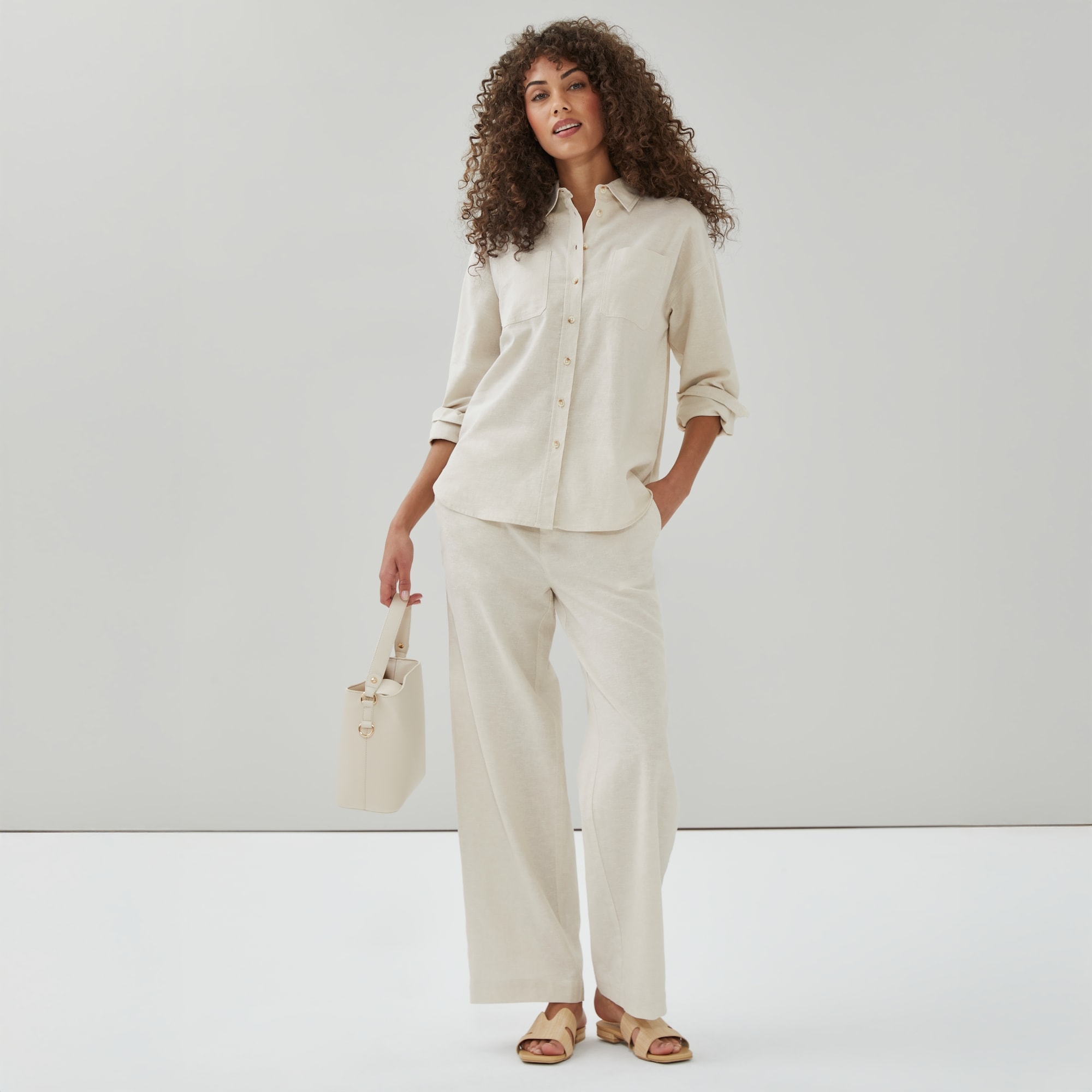 Linen Cotton Oversized Shirt in Linen from Joe Fresh