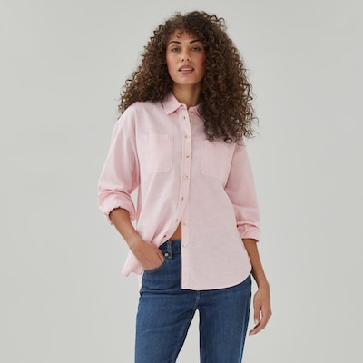Linen Cotton Oversized Shirt - Light Pink Mix
