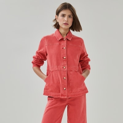 Veste utilitaire en denim rouge - Rouge