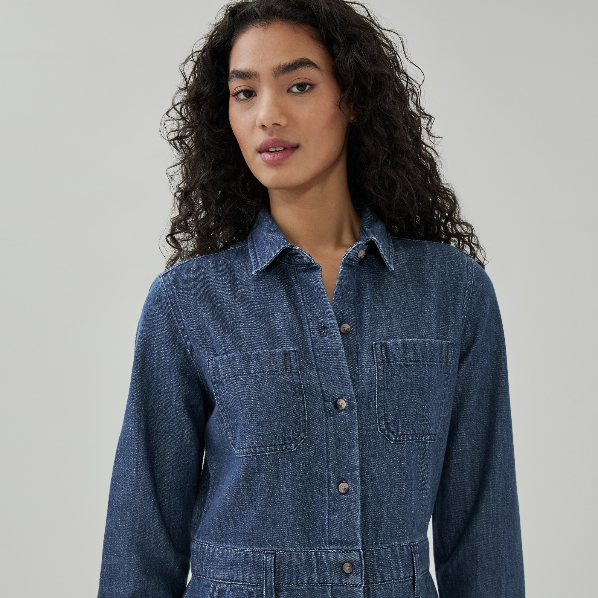 Denim Long Sleeve Midi Dress