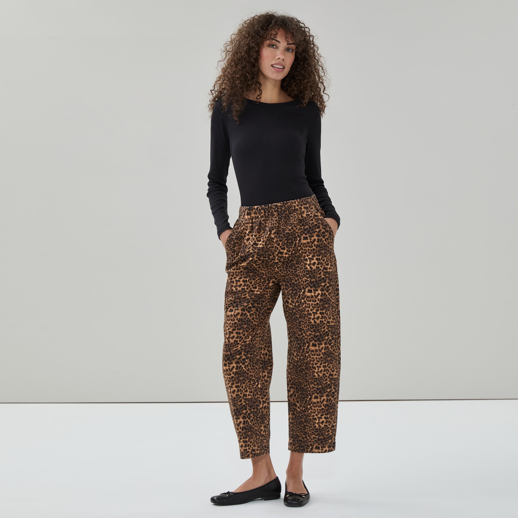 Twill Printed Wide Leg Pant in Brown from Joe Fresh