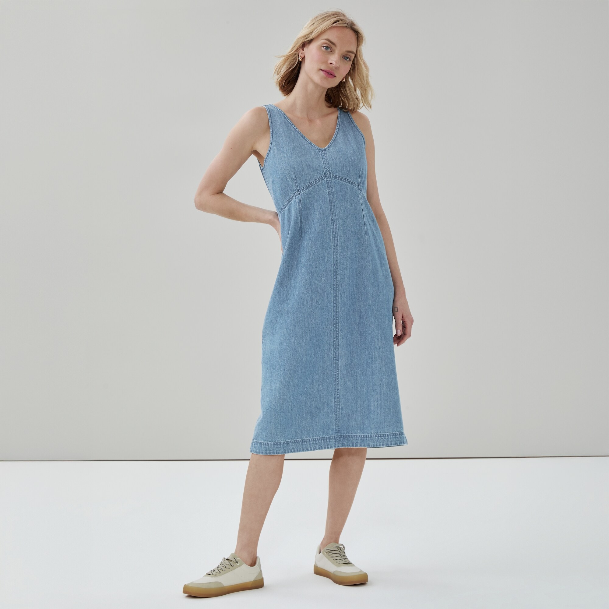 Robe cami midi en denim